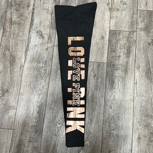 PINK Victoria's Secret Black and Gold Leggings
